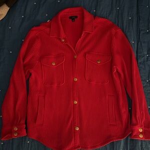 J. Crew Red Button Down Shirt with Waffle Fabric